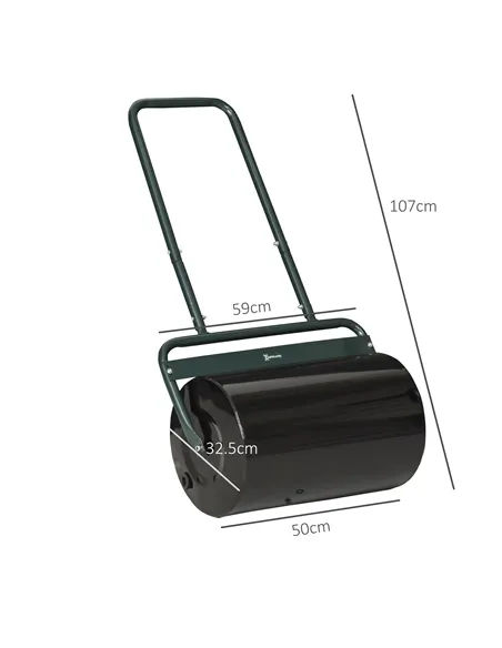 Outsunny 38L Fillable Cylinder Steel Lawn Roller - Dark Green