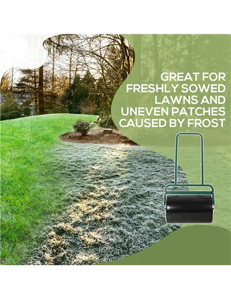 Outsunny 38L Fillable Cylinder Steel Lawn Roller - Dark Green