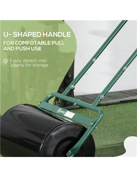 Outsunny 38L Fillable Cylinder Steel Lawn Roller - Dark Green