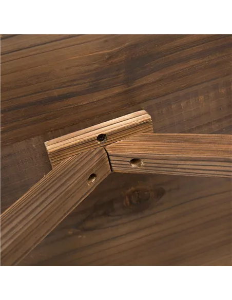 Outsunny Wooden Garden Dining Table, Wagon Wheel Outdoor Coffee Table with 3 cm Wood Top for Patio, Balcony, Terrace, 110 x 60 x