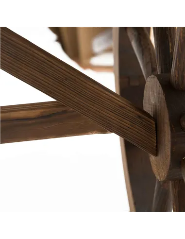 Outsunny Wooden Garden Dining Table, Wagon Wheel Outdoor Coffee Table with 3 cm Wood Top for Patio, Balcony, Terrace, 110 x 60 x