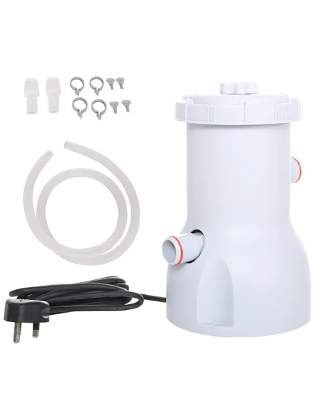 Outsunny Cartridge Filter Pump for 13'-15' Above Ground Pools, 800GPH (3028 LPH) Swimming Pool Filter Pump with Hose and Hose Cl