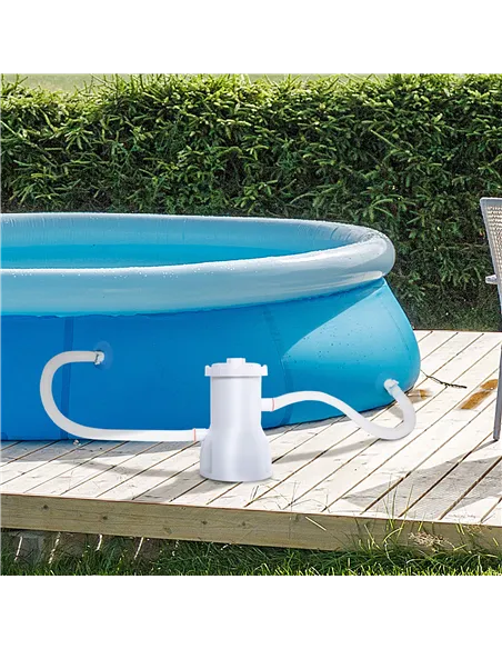 Outsunny Cartridge Filter Pump for 13'-15' Above Ground Pools, 800GPH (3028 LPH) Swimming Pool Filter Pump with Hose and Hose Cl