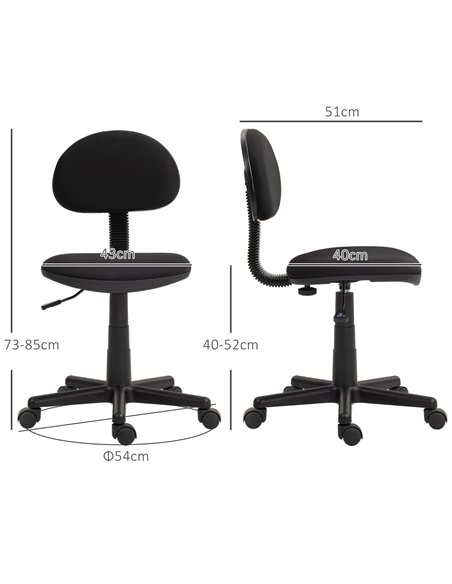 HOMCOM Small Armless Office Chair - Black