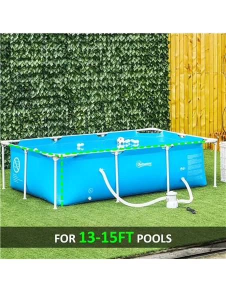 Outsunny Cartridge Filter Pump for 13'-15' Above Ground Pools, 800GPH (3028 LPH) Swimming Pool Filter Pump with Hose and Hose Cl