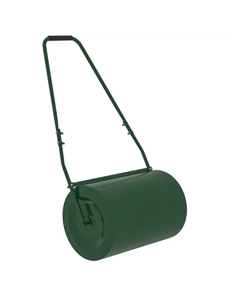 Outsunny 63 L Heavy Duty Water Or Sand Filled Φ30cm Garden Steel Lawn Roller Drum - Dark Green