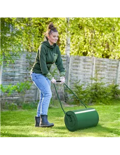 Outsunny 63 L Heavy Duty Water Or Sand Filled Φ30cm Garden Steel Lawn Roller Drum - Dark Green 2