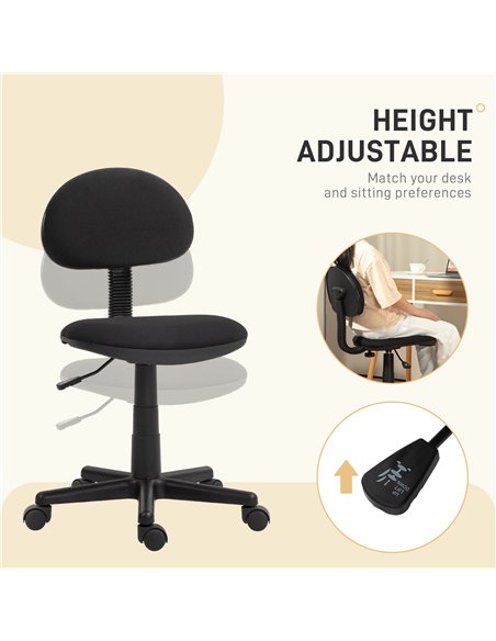 HOMCOM Small Armless Office Chair - Black