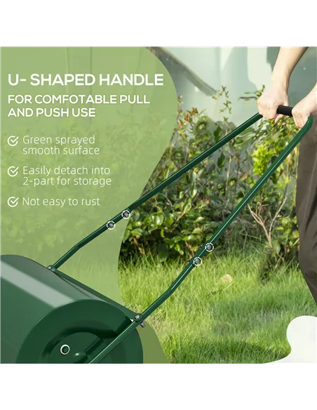 Outsunny 63 L Heavy Duty Water Or Sand Filled Φ30cm Garden Steel Lawn Roller Drum - Dark Green