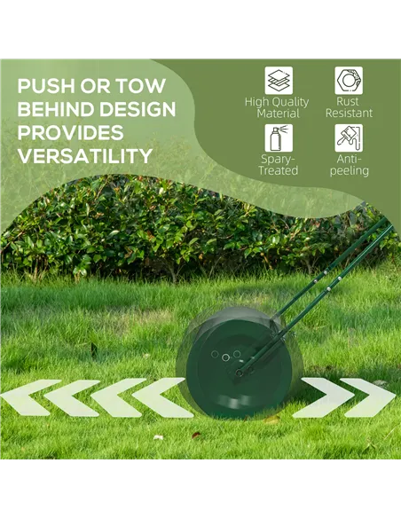 Outsunny 63 L Heavy Duty Water Or Sand Filled Φ30cm Garden Steel Lawn Roller Drum - Dark Green