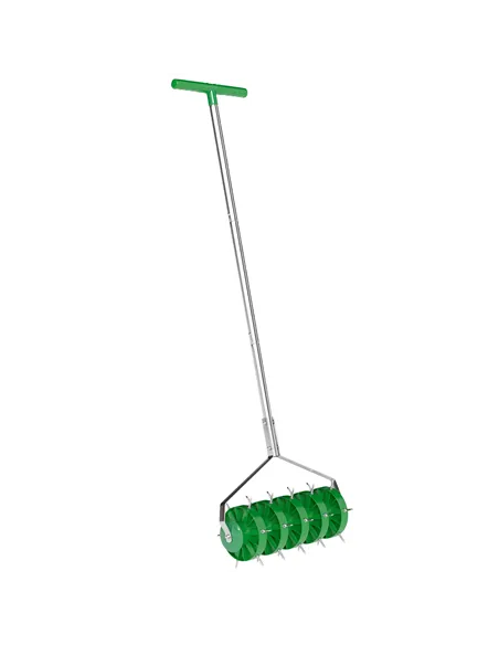 Outsunny Rolling Lawn Aerator, Manual Grass Spike Roller, Heavy Duty Garden Aerator with 3 Piece Detachable Handle and T-bar Gri