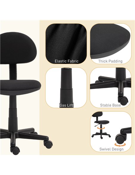 HOMCOM Small Armless Office Chair - Black