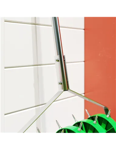 Outsunny Rolling Lawn Aerator, Manual Grass Spike Roller, Heavy Duty Garden Aerator with 3 Piece Detachable Handle and T-bar Gri