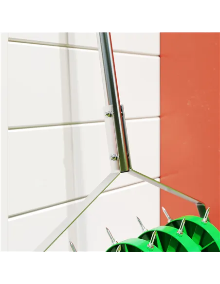 Outsunny Rolling Lawn Aerator, Manual Grass Spike Roller, Heavy Duty Garden Aerator with 3 Piece Detachable Handle and T-bar Gri