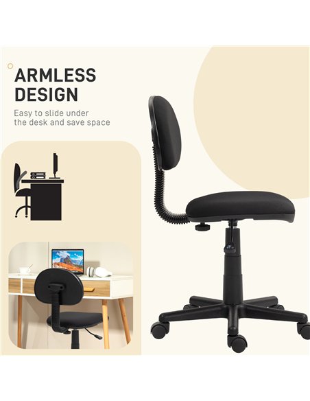 HOMCOM Small Armless Office Chair - Black