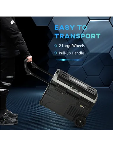 Outsunny 40L Car Refrigerator, Portable Compressor Cooler Box, Fridge Freezer w/ Inner LED Light, Foldable Handles, Cup Holders,