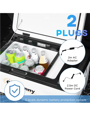 Outsunny 12V Car Refrigerator w/ LED Light & Foldable Handles, 18L Portable Compressor Cooler, Fridge Freezer with 12/24V DC and