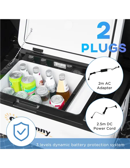 Outsunny 12V Car Refrigerator w/ LED Light & Foldable Handles, 18L Portable Compressor Cooler, Fridge Freezer with 12/24V DC and