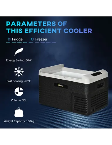 Outsunny 30L Portable Car Refrigerator - Grey and Black