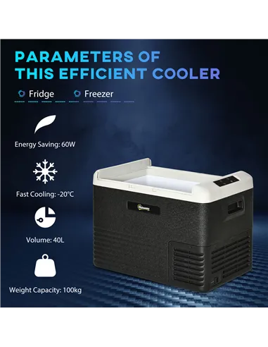 Outsunny 40L Portable Car Refrigerator - Grey and Black