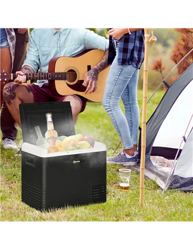 Outsunny 50L Car Refrigerator, Portable Compressor Car Fridge Freezer, Electric Cooler Box with 12/24V DC and 110-240V AC for Ca