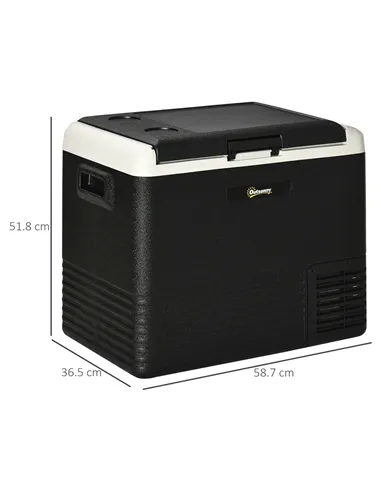 Outsunny 50L Car Refrigerator, Portable Compressor Car Fridge Freezer, Electric Cooler Box with 12/24V DC and 110-240V AC for Ca
