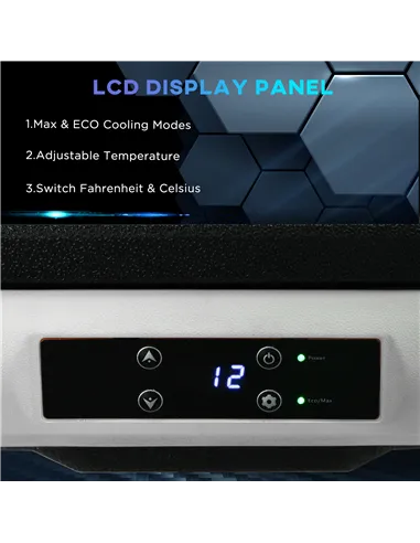 Outsunny 50L Car Refrigerator, Portable Compressor Car Fridge Freezer, Electric Cooler Box with 12/24V DC and 110-240V AC for Ca