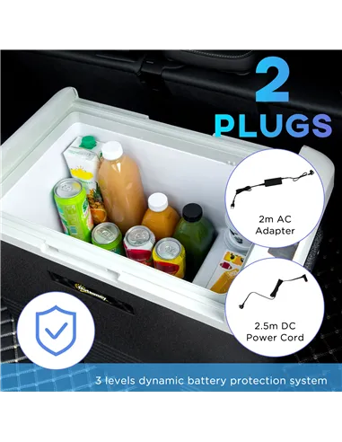 Outsunny 50L Car Refrigerator, Portable Compressor Car Fridge Freezer, Electric Cooler Box with 12/24V DC and 110-240V AC for Ca