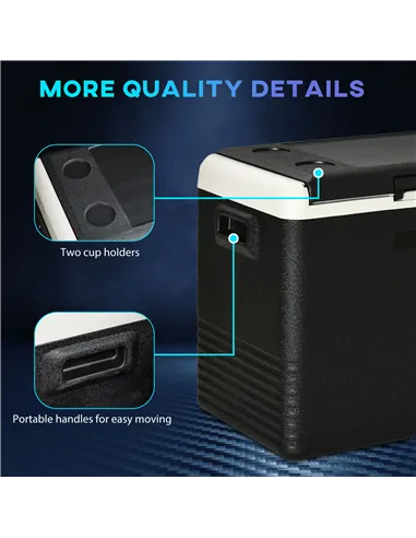 Outsunny 50L Car Refrigerator, Portable Compressor Car Fridge Freezer, Electric Cooler Box with 12/24V DC and 110-240V AC for Ca