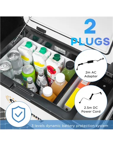 Outsunny 12V Car Refrigerator w/ LED Light & Foldable Handles, 25L Portable Compressor Cooler, Fridge Freezer with 12/24V DC and