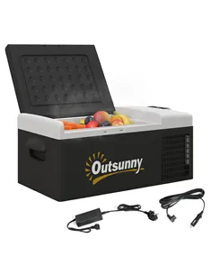 Outsunny 16L Portable Car Fridge, -20℃ to 10℃ Adjustable Temperature - Black/Grey