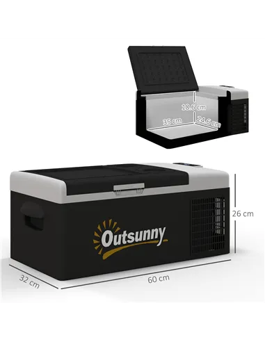 Outsunny 16L Portable Car Fridge, -20℃ to 10℃ Adjustable Temperature - Black/Grey