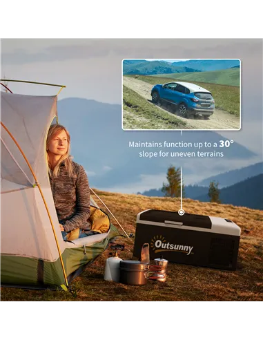 Outsunny 16L Portable Car Fridge, -20℃ to 10℃ Adjustable Temperature - Black/Grey