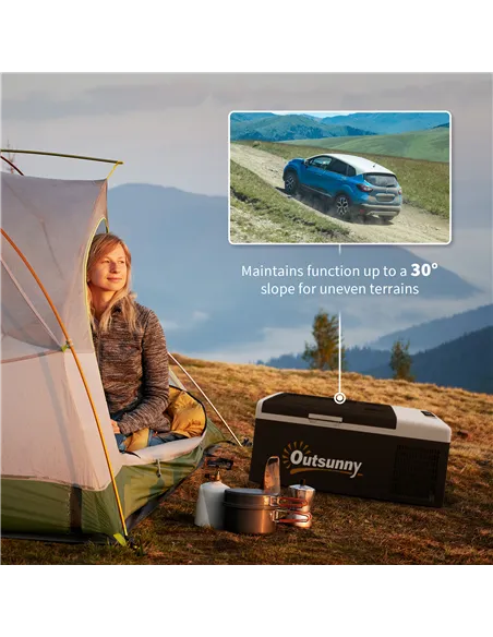 Outsunny 16L Portable Car Fridge, -20℃ to 10℃ Adjustable Temperature - Black/Grey