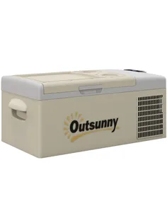 Outsunny 16L Portable Car Fridge, -20℃ to 10℃ Adjustable Temperature - Khaki/Grey