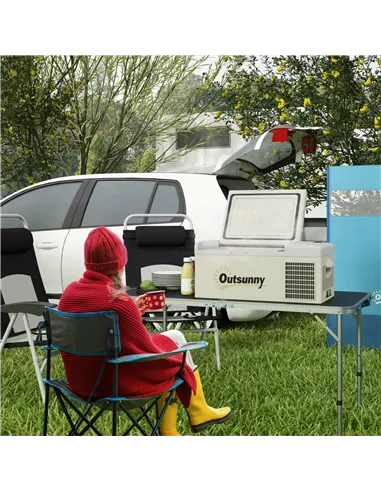 Outsunny 16L Portable Car Fridge, -20℃ to 10℃ Adjustable Temperature - Khaki/Grey