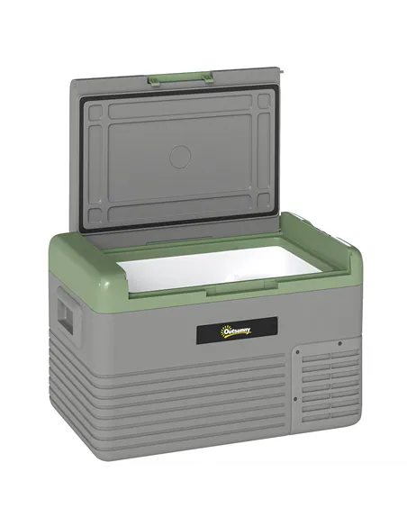 Outsunny 30L Portable Car Refrigerator - Light Green and Grey