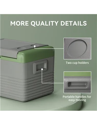 Outsunny 30L Portable Car Refrigerator - Light Green and Grey