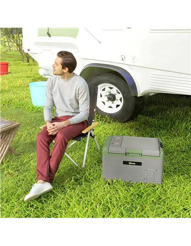 Outsunny 30L Portable Car Refrigerator - Light Green and Grey
