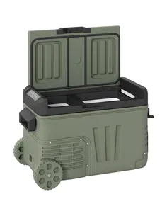 Outsunny 33L Camping Fridge Freezer Dual Zone, Portable Car Fridge 12V/24V DC & 100-240V AC, Electric Cool Box -20℃-20℃ with Whe