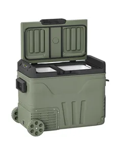 Outsunny 45L Two Compartment Car Fridge Cooler - Green