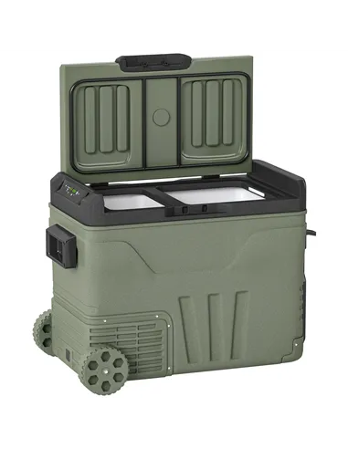 Outsunny 45L Two Compartment Car Fridge Cooler - Green