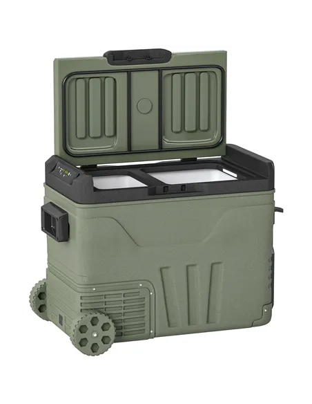 Outsunny 45L Two Compartment Car Fridge Cooler - Green