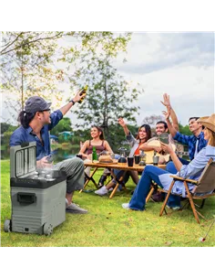 Outsunny 45L Two Compartment Car Fridge Cooler - Green 2