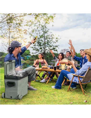 Outsunny 45L Two Compartment Car Fridge Cooler - Green