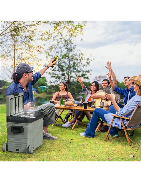 Outsunny 45L Two Compartment Car Fridge Cooler - Green