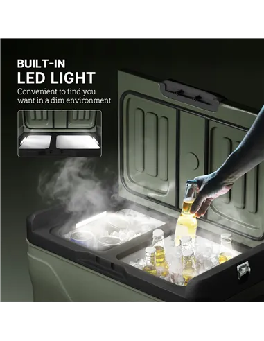 Outsunny 45L Two Compartment Car Fridge Cooler - Green