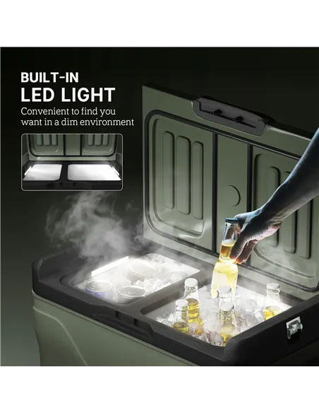 Outsunny 45L Two Compartment Car Fridge Cooler - Green