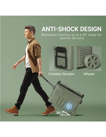 Outsunny 45L Two Compartment Car Fridge Cooler - Green