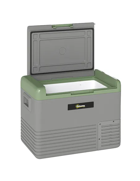 Outsunny 40L Portable Car Refrigerator - Light Green and Grey